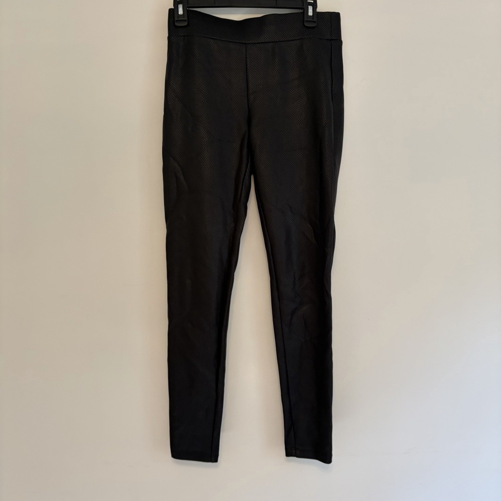 LOFT Small Tall ST Black Faux Snake Print Leather Leggings Pull On Skinny Pants